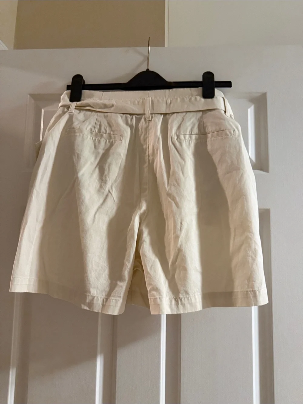 J. Crew Cream High-Waist Paperbag Tie Shorts